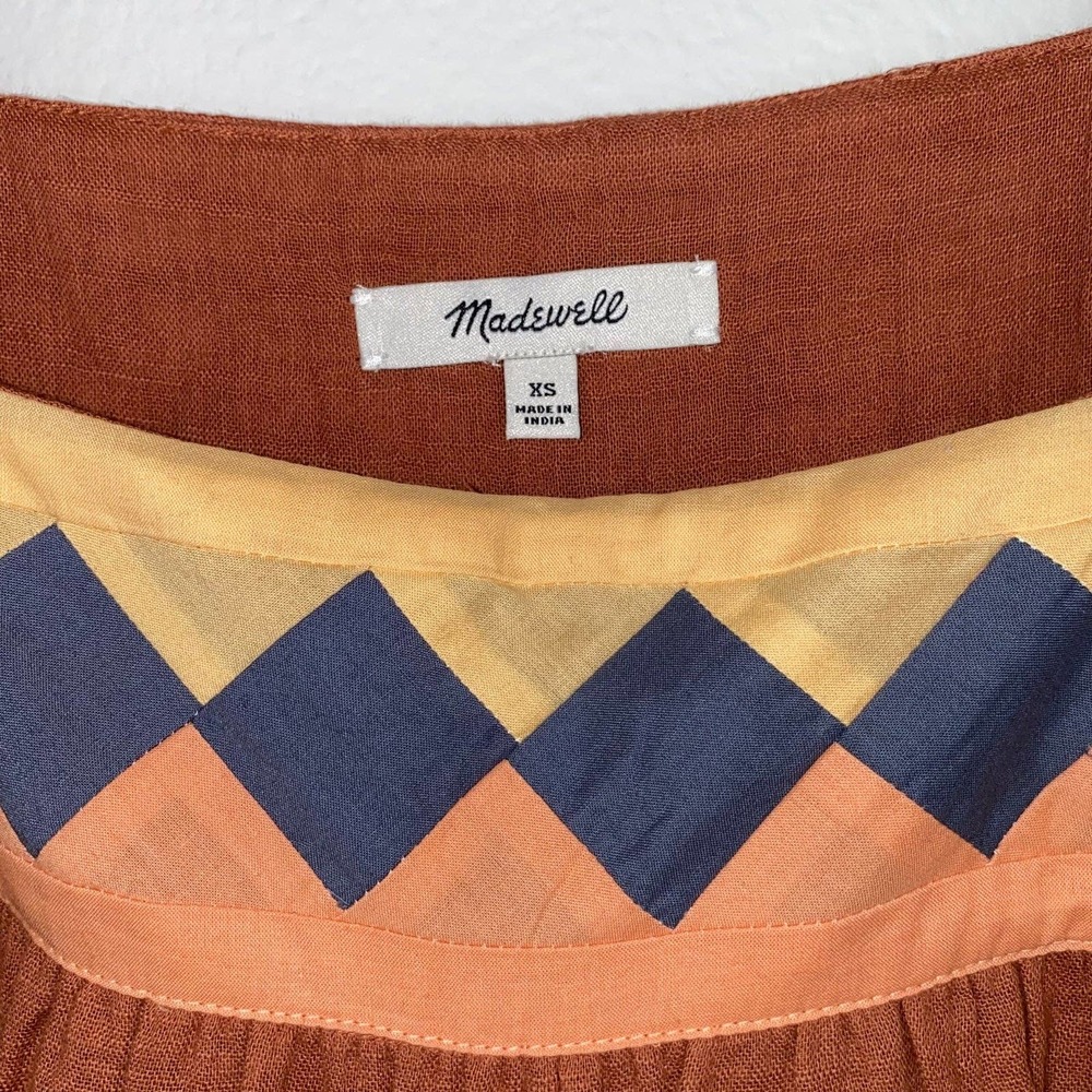 Xs Madewell Burnt Clay Rust Brown Patchwork Squar… - image 6